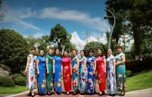 旗袍走进茶花泉