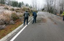 松桃遭遇雪凝天气路政巡查保畅通