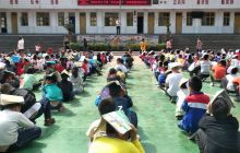 松桃县妙隘乡完小开展地震逃生疏散演练