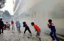 松桃县妙隘乡完小开展消防安全应急疏散演练