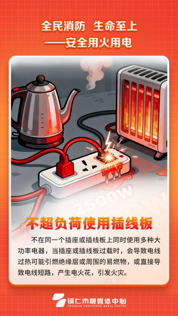 消防宣傳月|不超負(fù)荷使用插線板