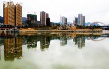 德江城南新区人工湖开始蓄水